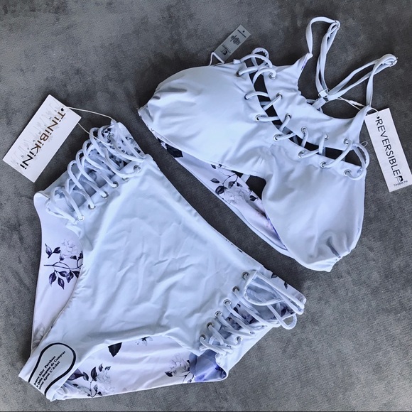 Floral/Pastel Reversible TiniBikini Swimsuit - Picture 2 of 16